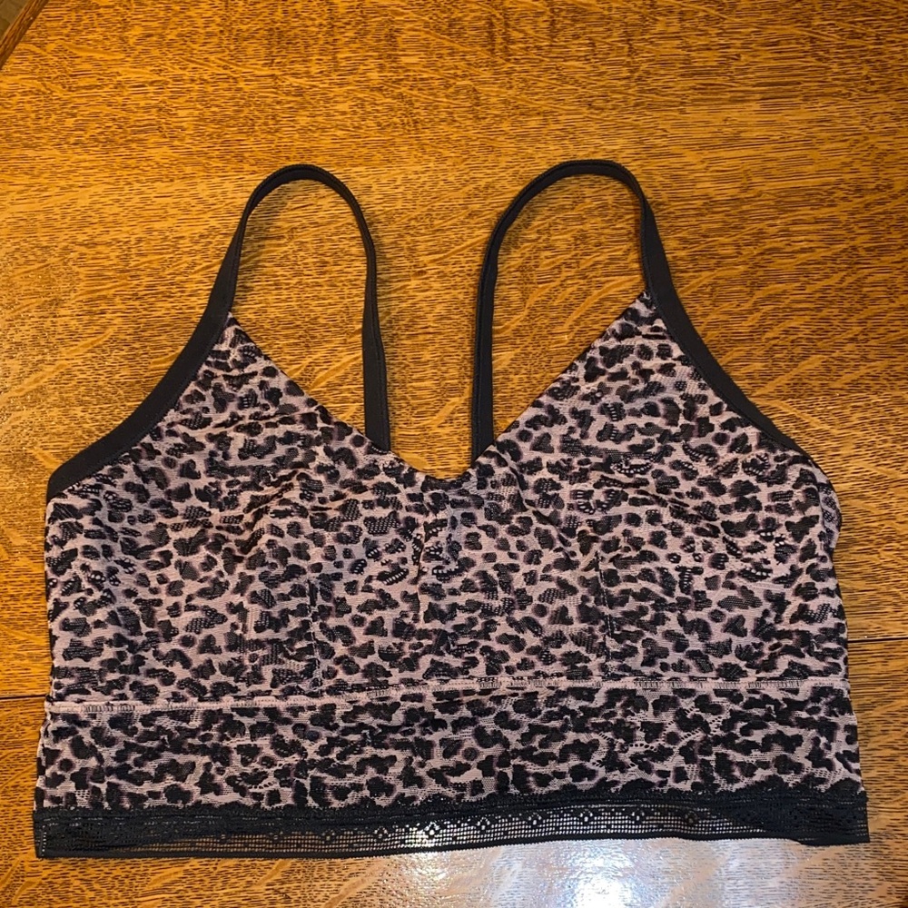 XL Maidenform Stretch Lace Bralette Soft Top Lined Pink Black Animal Print Bra